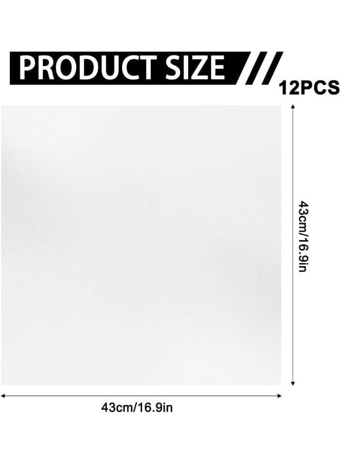 ChicAbode 12 حزمة مناديل قماش مجموعة مناديل قماش أبيض قابلة لإعادة الاستخدام الاستخدام اليومي مناديل قماش العشاء قابلة للغسيل مناديل ناعمة للحفلات المطاعم طاولة بار المنزل ديكور 43 × 43 سم - Image 2